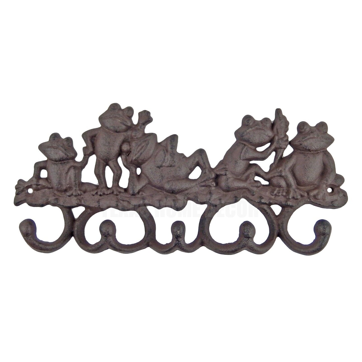 Frog Wall Hook Cast Iron Key Coat Rack Towel Hanger Antique Style Rustic Brown