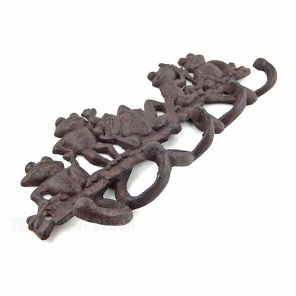 Frog Wall Hook Cast Iron Key Coat Rack Towel Hanger Antique Style Rustic Brown