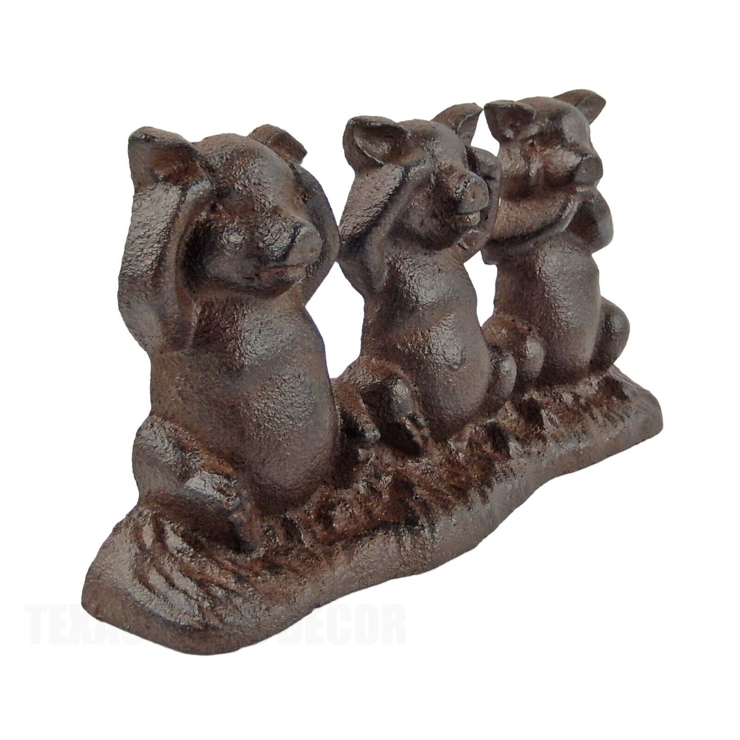 Cast Iron See No Evil, Hear No Evil, Speak No Evil Three Pigs Figurine Doorstop