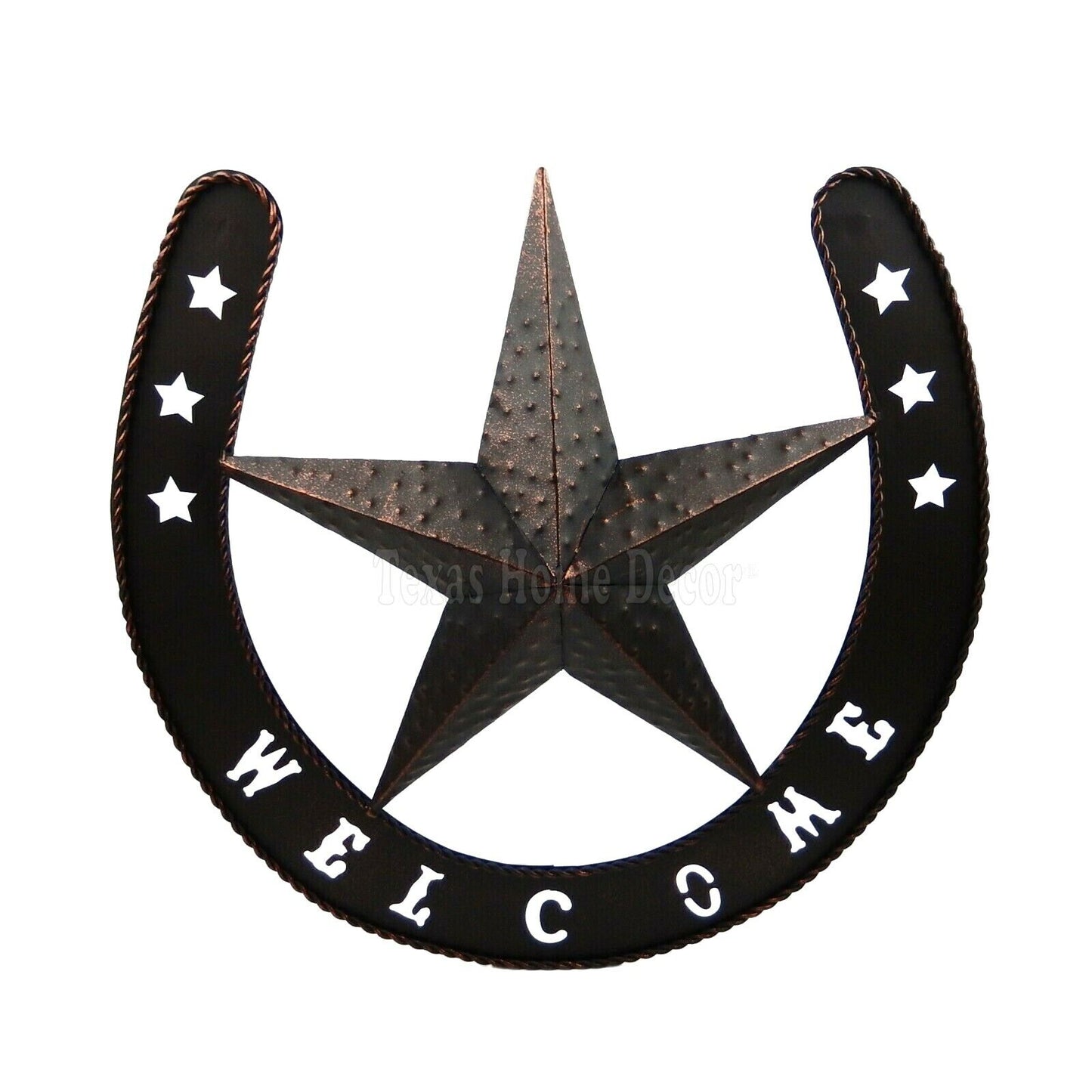 Welcome Horseshoe Star Metal Plaque Sign Rustic Western Decor 19 1/4 inch