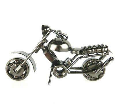 Miniature Metal Motorcycle Upcycled From Bolts, Springs, Ball Bearing JC-024