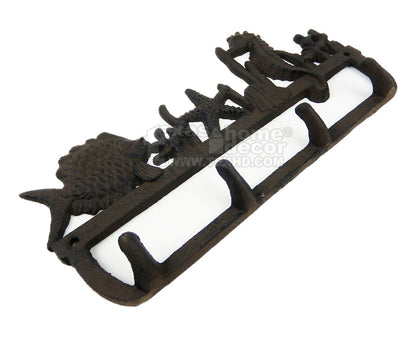 Sea Life Key Rack Nautical Hooks Towel Coat Holder Cast Iron Seahorse Starfish