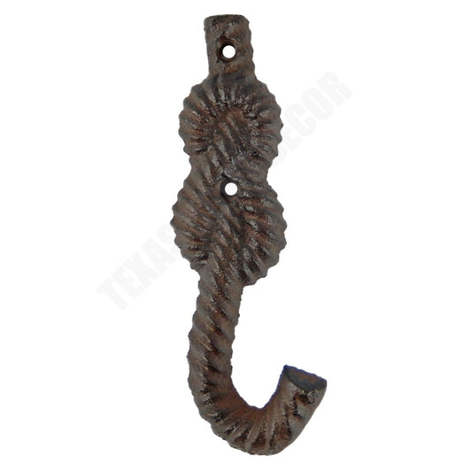 Rope Wall Hook Cast Iron Coat Towel Hanger Sailor Rock Climber Figure 8 Knot