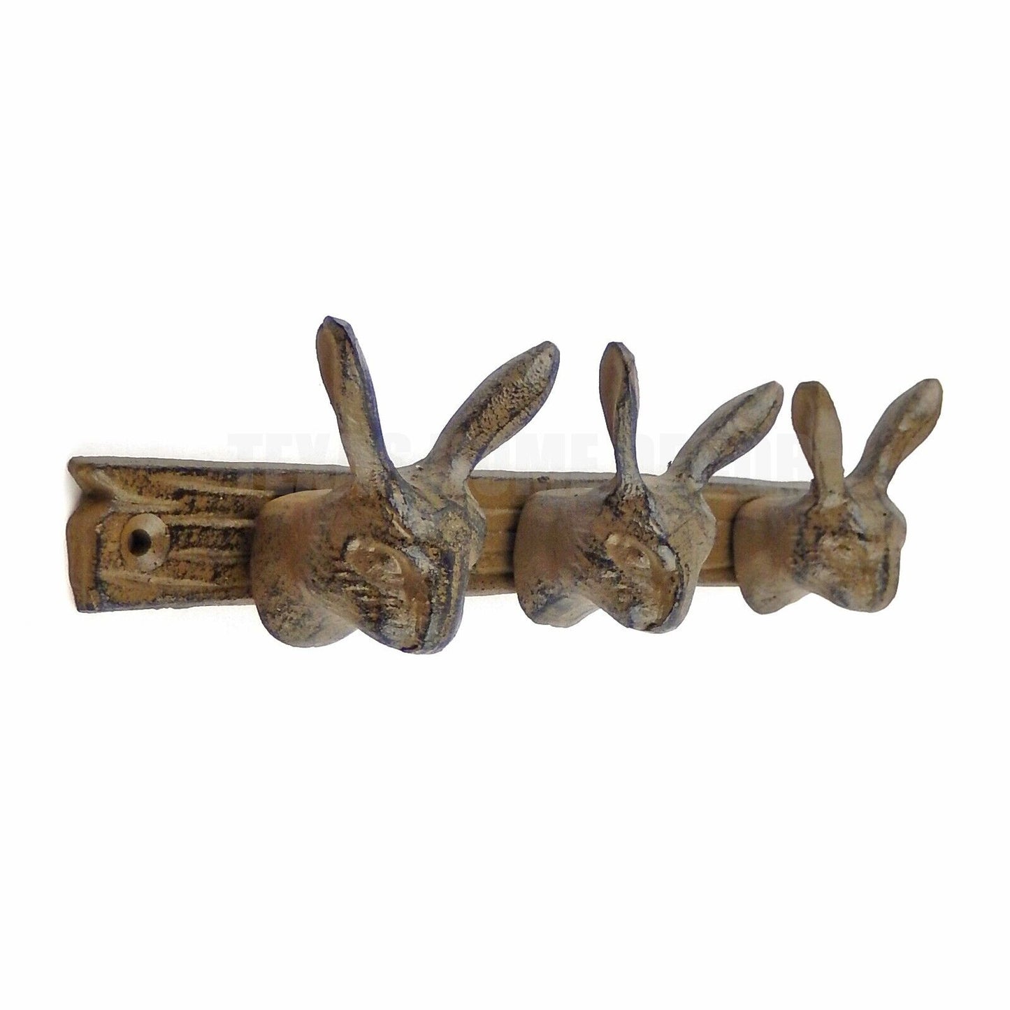 Rabbit Ears Triple Wall Hook Cast Iron Bunny Hare Towel Coat Hanger Rack Brown