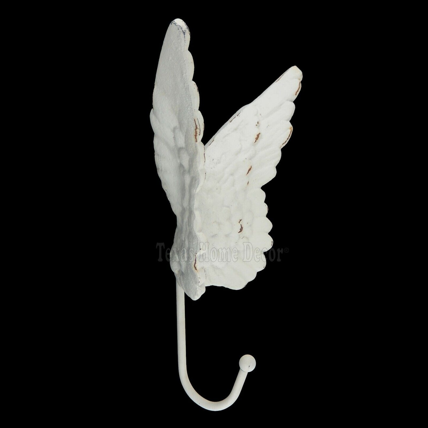 Angel Wings Wall Hook Key Towel Hanger Cast Iron Rustic White Antique Style