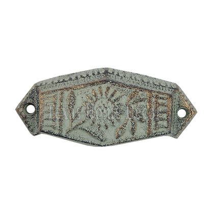 Floral Art Deco Cup Bin Pull Drawer Handle Cast Iron Embossed Green Verdigris