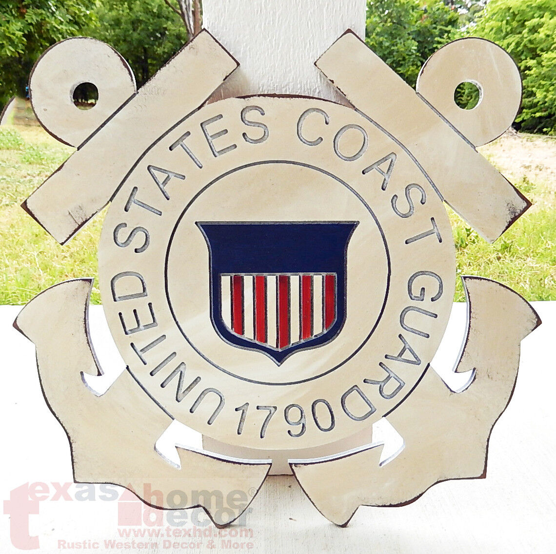 United States Coast Guard Wooden Wall Hanging Plaque Sign Military Decor 20 inch