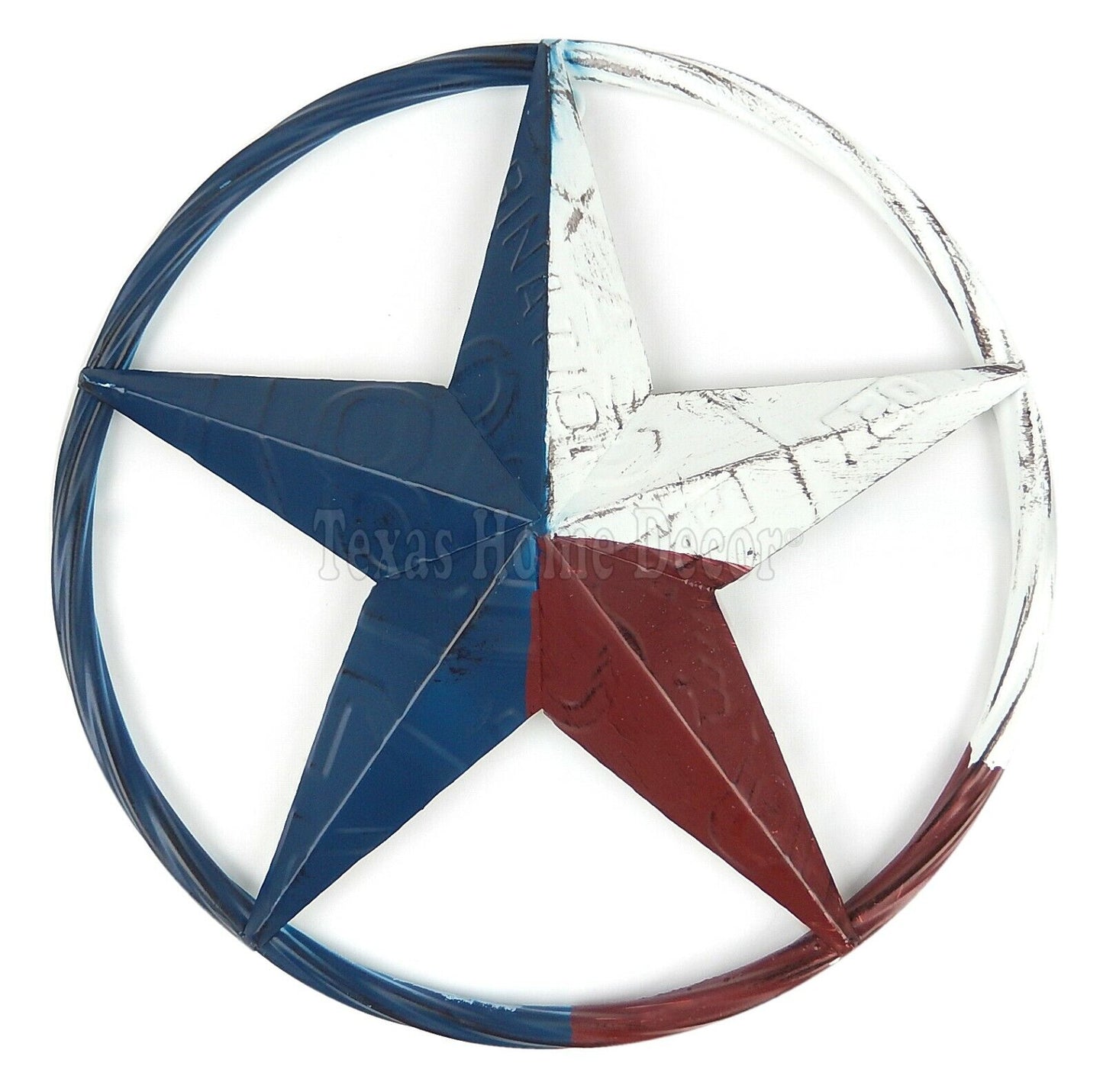 12" Texas Flag Barn Star Metal Embossed License Plate Western Wall Decor Rustic