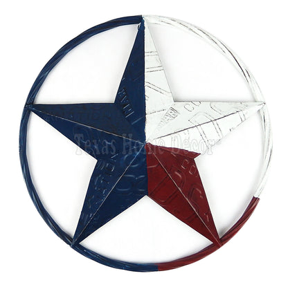 16" Texas Flag Barn Star Metal Embossed License Plate Western Wall Decor Rustic