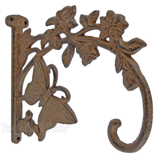 Butterfly Plant Hook Basket Hanger Cast Iron Antique Style Heavy Duty Vines