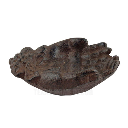 Cast Iron Hands Key Dish Trinket Tray Soap Holder Ashtray Rustic Brown Finish