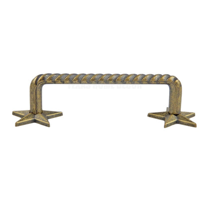 Star Rope Handle Cabinet Hardware Drawer Door Pull  Antique Brass Finish +Screws