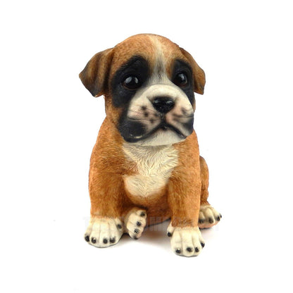 Sitting Brown Bulldog Puppy Dog Figurine Statue Table Top Life Like Details 6.5"