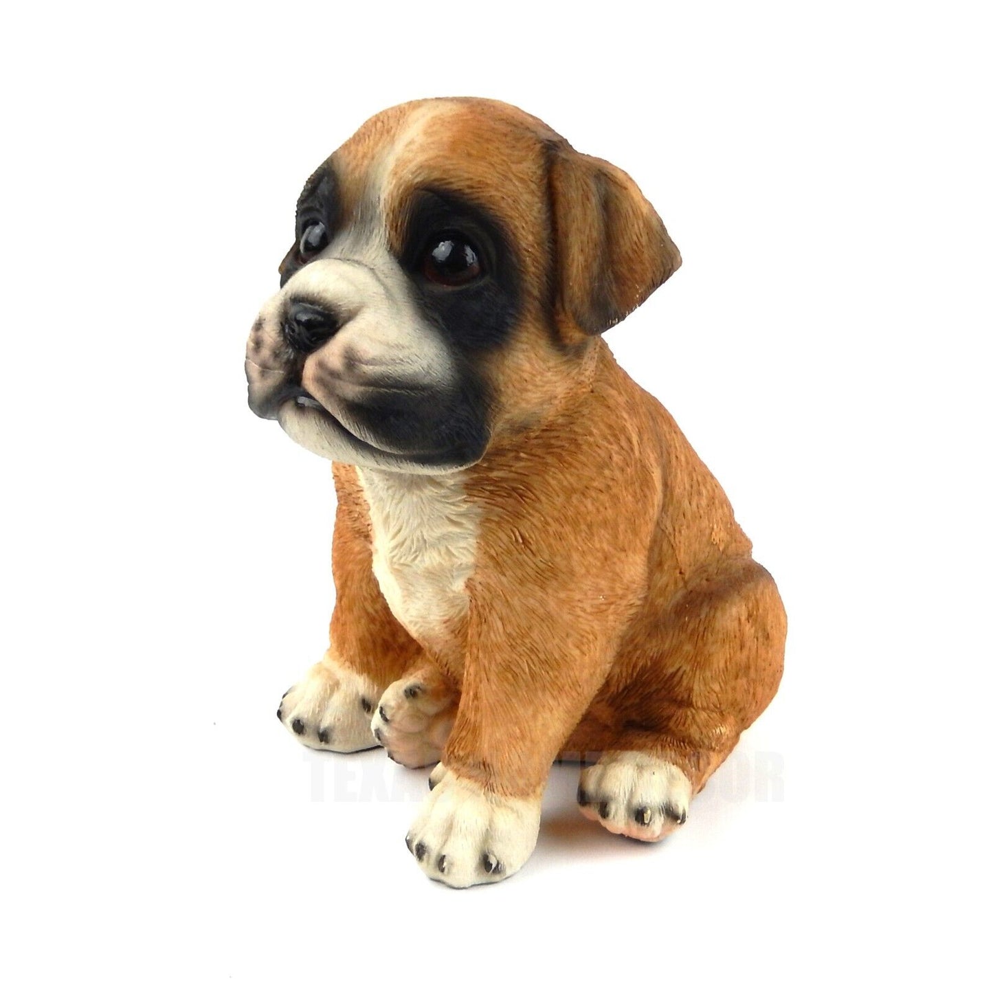 Sitting Brown Bulldog Puppy Dog Figurine Statue Table Top Life Like Details 6.5"