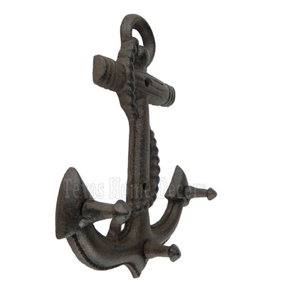 Anchor Coat Rack Key Hook Hanger Cast Iron Nautical Wall Mounted Rustic Brown