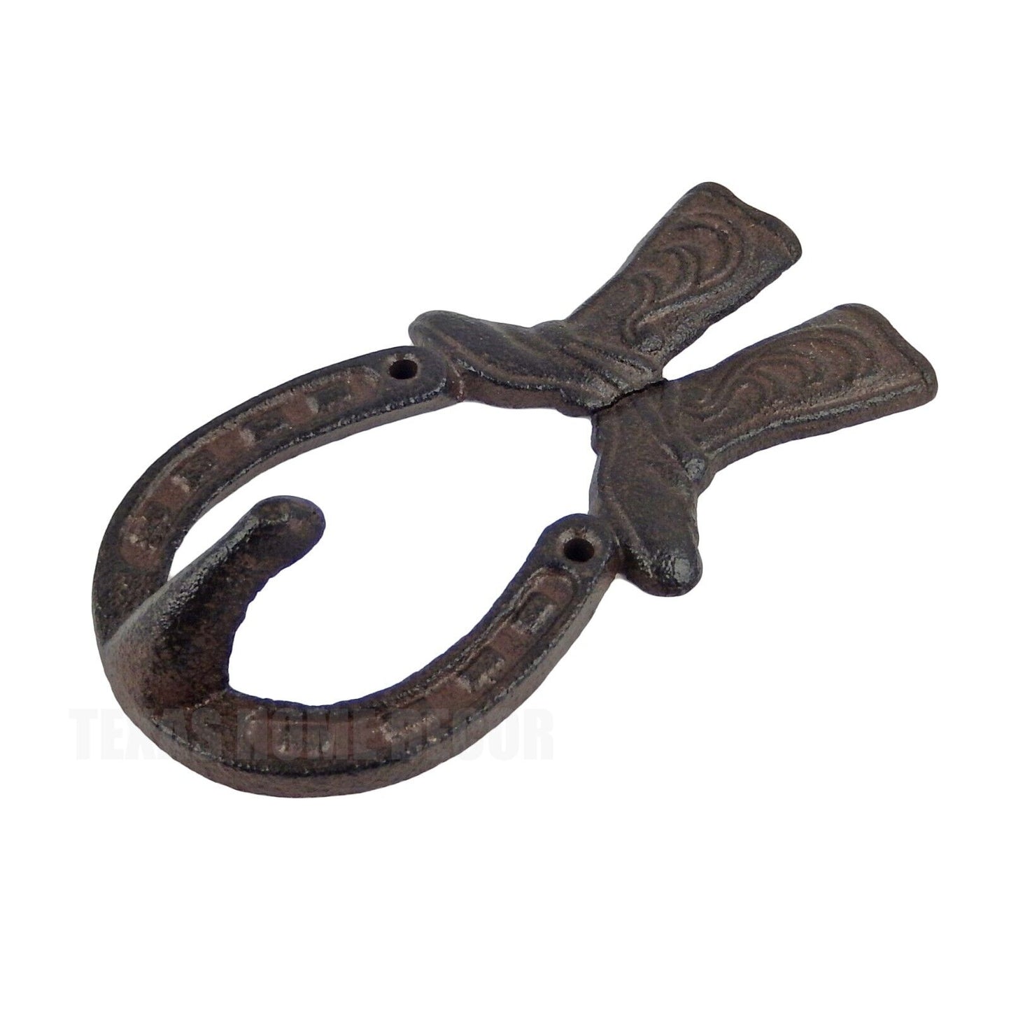 6 Horseshoe Boots Wall Hook Hanger Cast Iron Rustic Western Coat Key Towel Rack