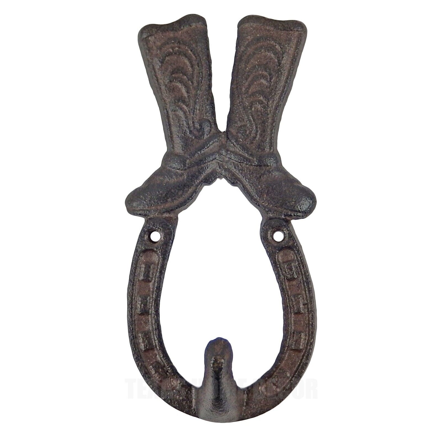 6 Horseshoe Boots Wall Hook Hanger Cast Iron Rustic Western Coat Key Towel Rack