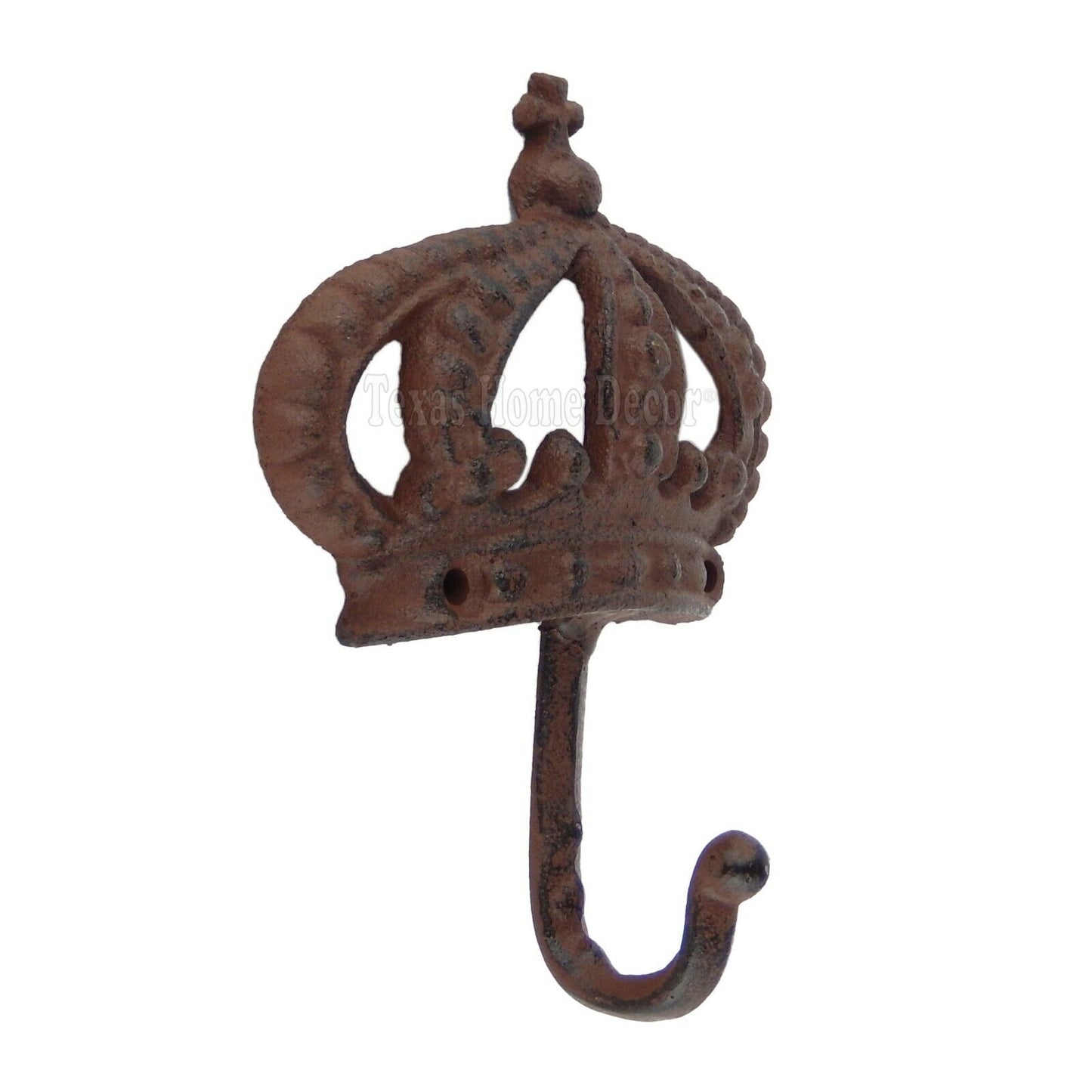 Prince Crown Wall Hook Cast Iron Towel Coat Key Hanger Rustic Brown