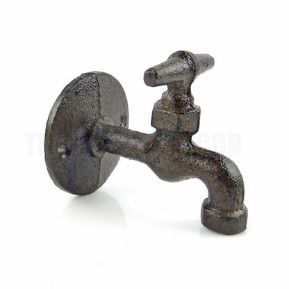 Cast Iron Faucet Knob Wall Hooks Industrial Coat Towel Purse Hanger (Pack of 2)