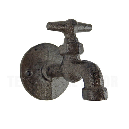 Cast Iron Faucet Knob Wall Hooks Industrial Coat Towel Purse Hanger (Pack of 2)