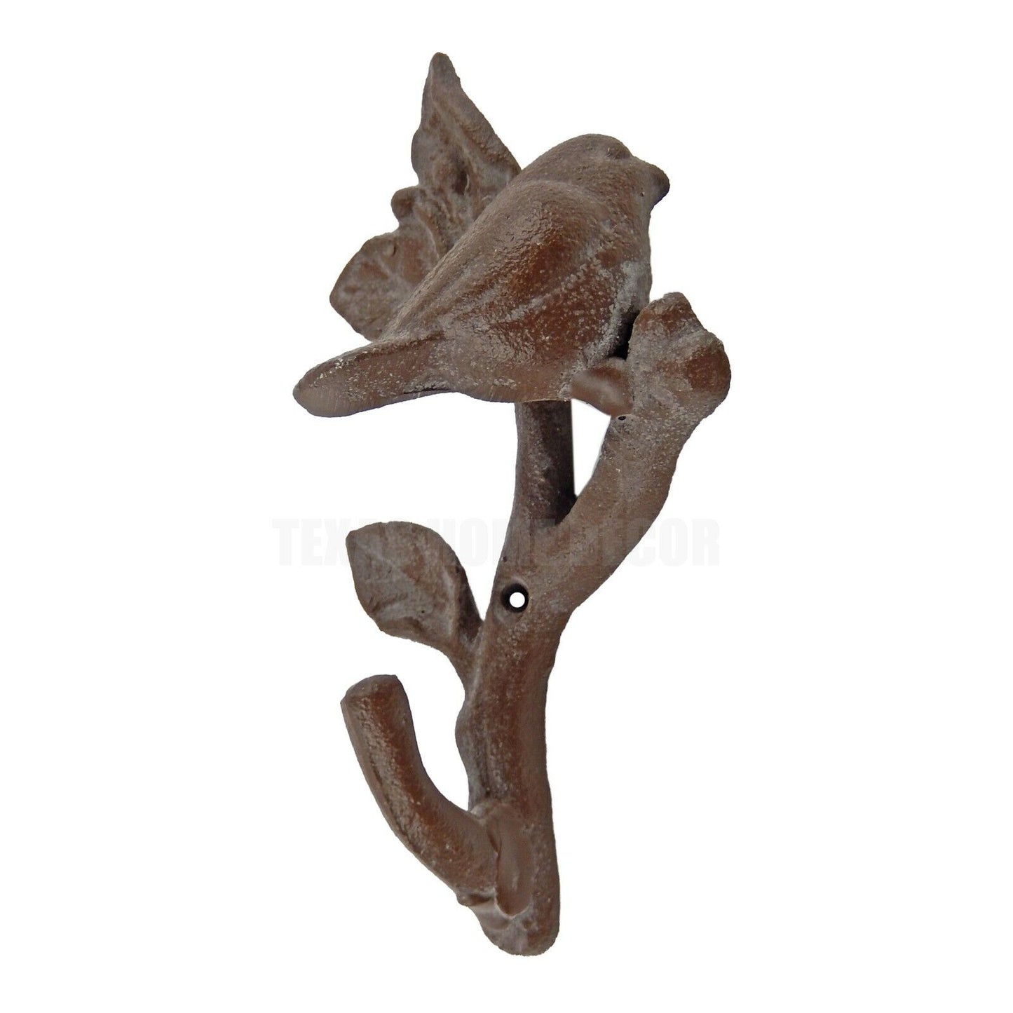 Bird Branch Flower Wall Hook Cast Iron Key Towel Coat Hanger Antique Style Brown