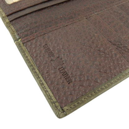 Brown Leather Bi-Fold Long Rodeo Wallet Tooled Cross Flowers Woven Pattern 7.5"