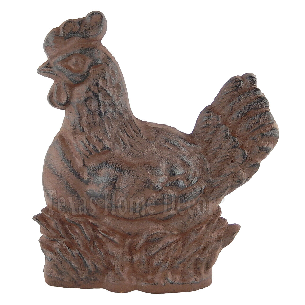 Hen Cast Iron Doorstop Wedge Chicken Nesting Figurine Rustic Brown Antique Style