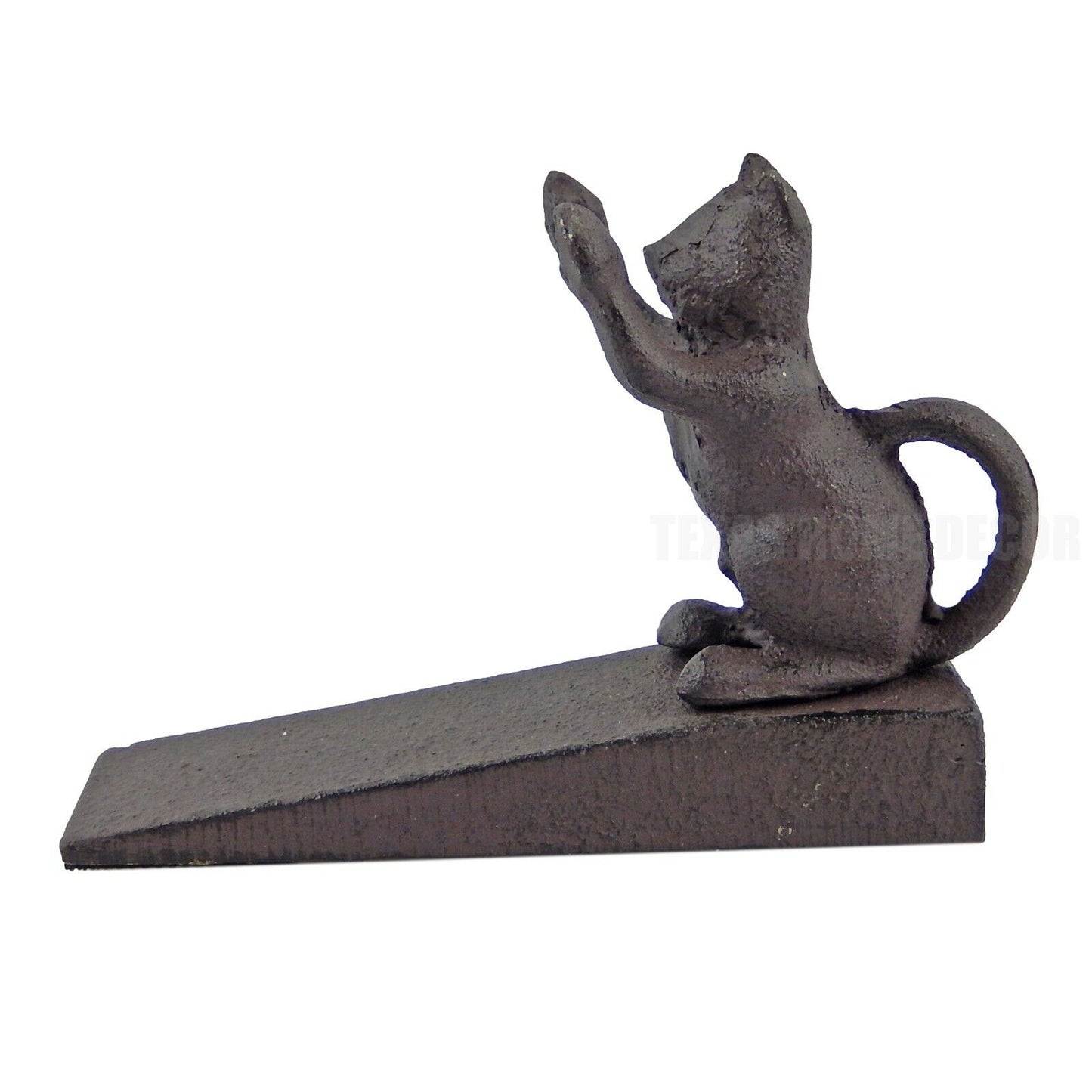 Standing Cat Doorstop Kitty Wedge Cast Iron Antique Rustic Brown Vintage Look