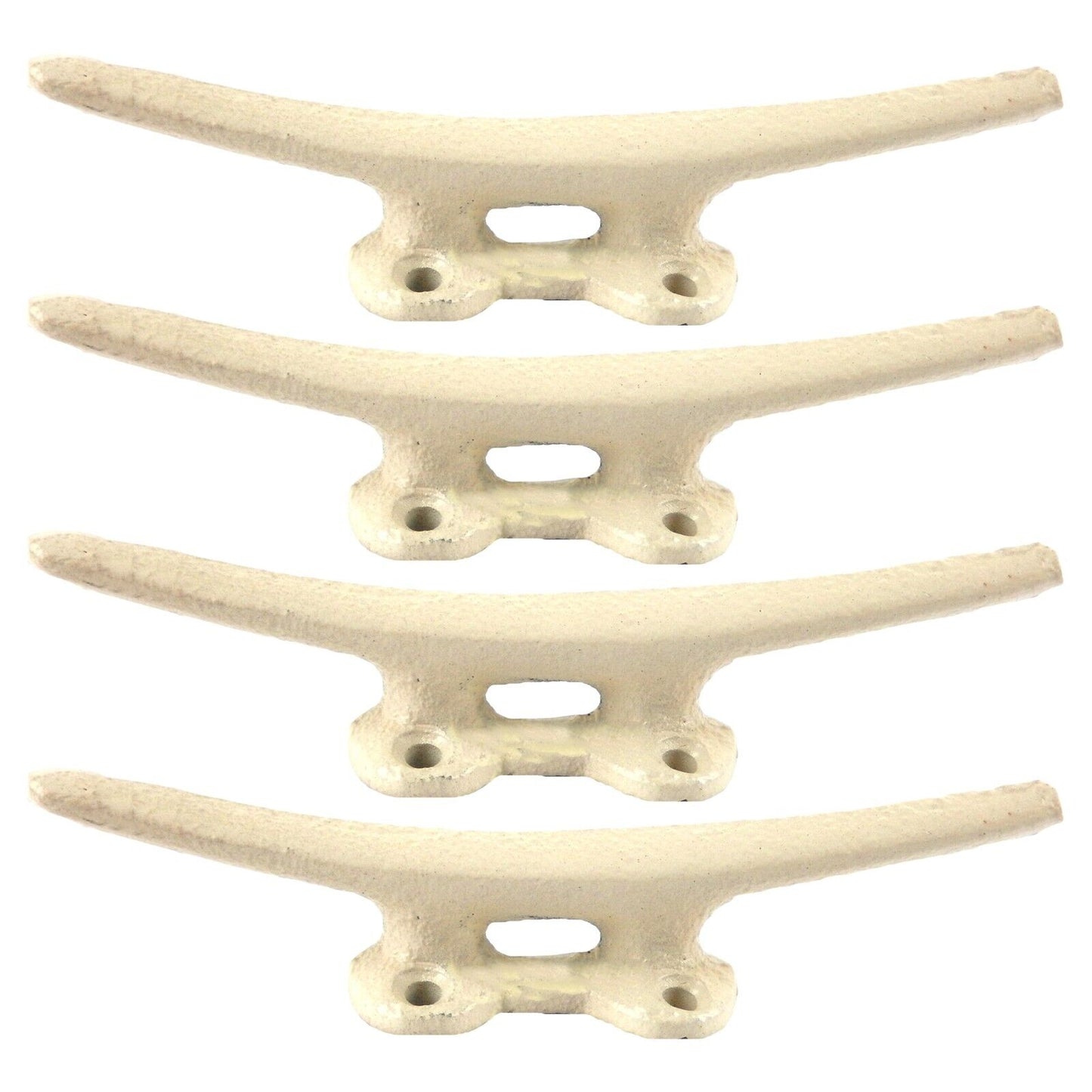 4 Cast Iron Boat Cleat Hook Handle Coat Towel Hanger Nautical Beach Decor Cream