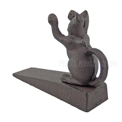 Standing Cat Doorstop Kitty Wedge Cast Iron Antique Rustic Brown Vintage Look