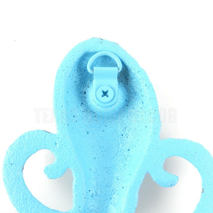 Blue Octopus Tentacles Key Rack Cast Iron Coat Towel Hanger Wall Hook Nautical