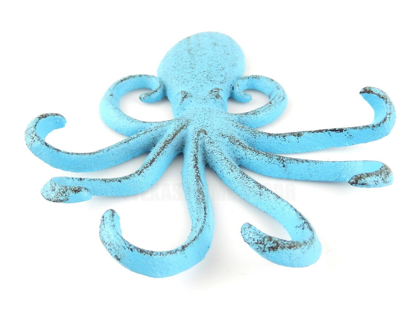 Blue Octopus Tentacles Key Rack Cast Iron Coat Towel Hanger Wall Hook Nautical