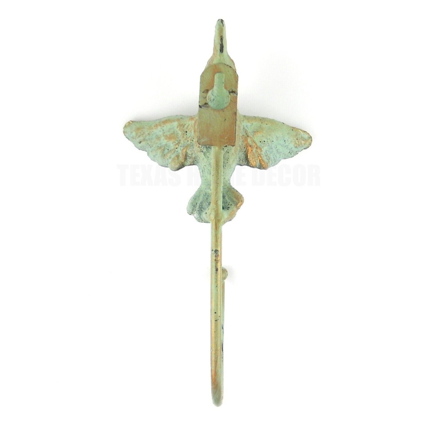 Cast Iron Hummingbird Wall Hook Key Towel Coat Hanger Antique Weathered Green