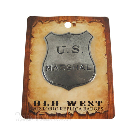 US Marshal Shield Badge Old West Historic Replica Antique Silver Made in USA