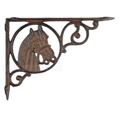 2 Horse Head Shelf Brackets Cast Iron Braces Rustic Western Antique Style 9 inch