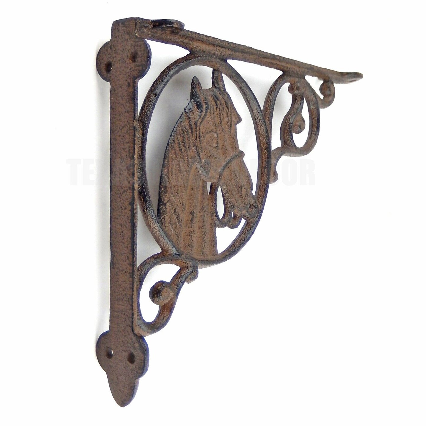 2 Horse Head Shelf Brackets Cast Iron Braces Rustic Western Antique Style 9 inch