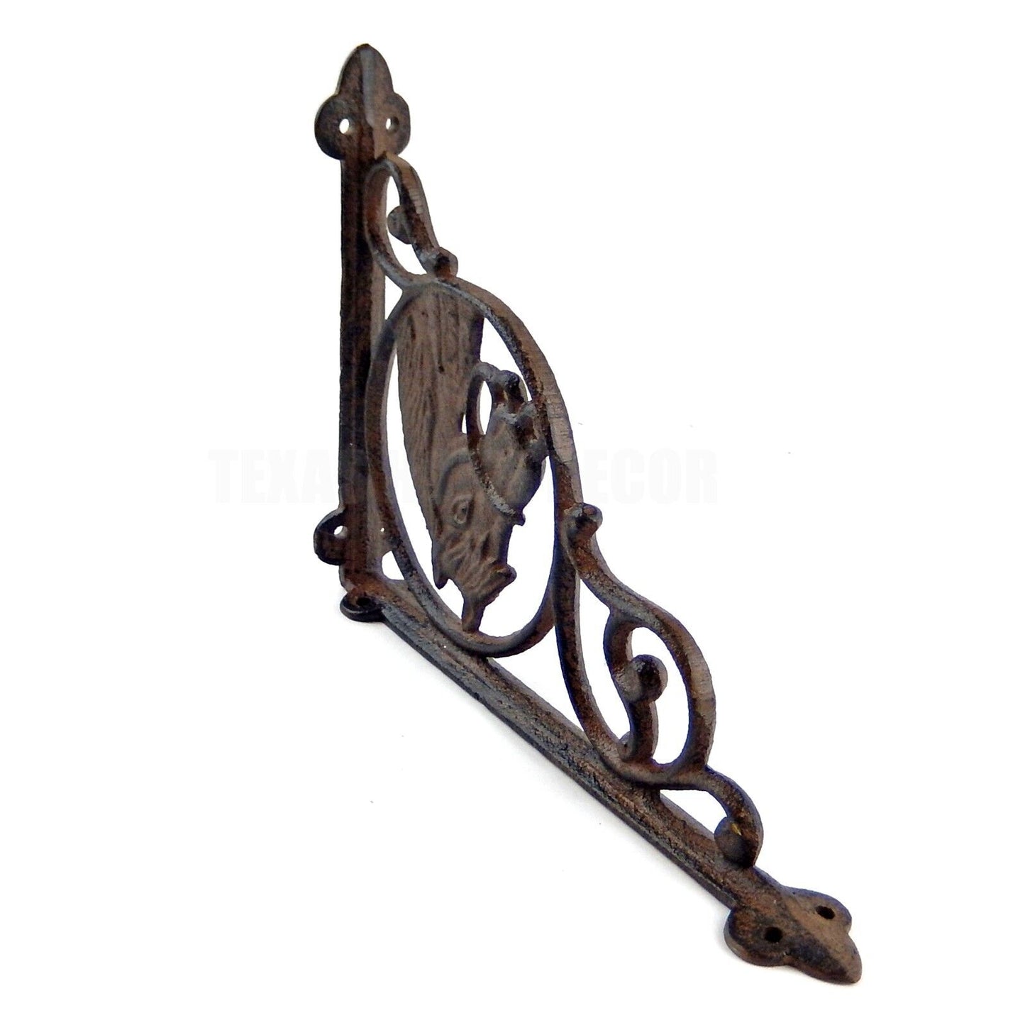 2 Horse Head Shelf Brackets Cast Iron Braces Rustic Western Antique Style 9 inch