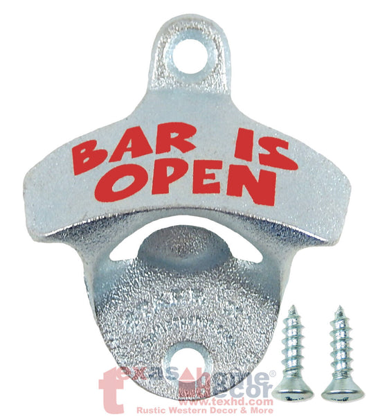 Bar is Open Beer Bottle Opener Wall Mounted Sturdy Cast Iron Starr X with Screws