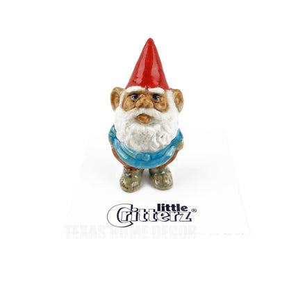 Little Critterz Miniature Collectors Garden Gnome "Skor" Porcelain Figurine