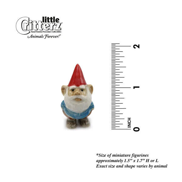 Little Critterz Miniature Collectors Garden Gnome "Skor" Porcelain Figurine