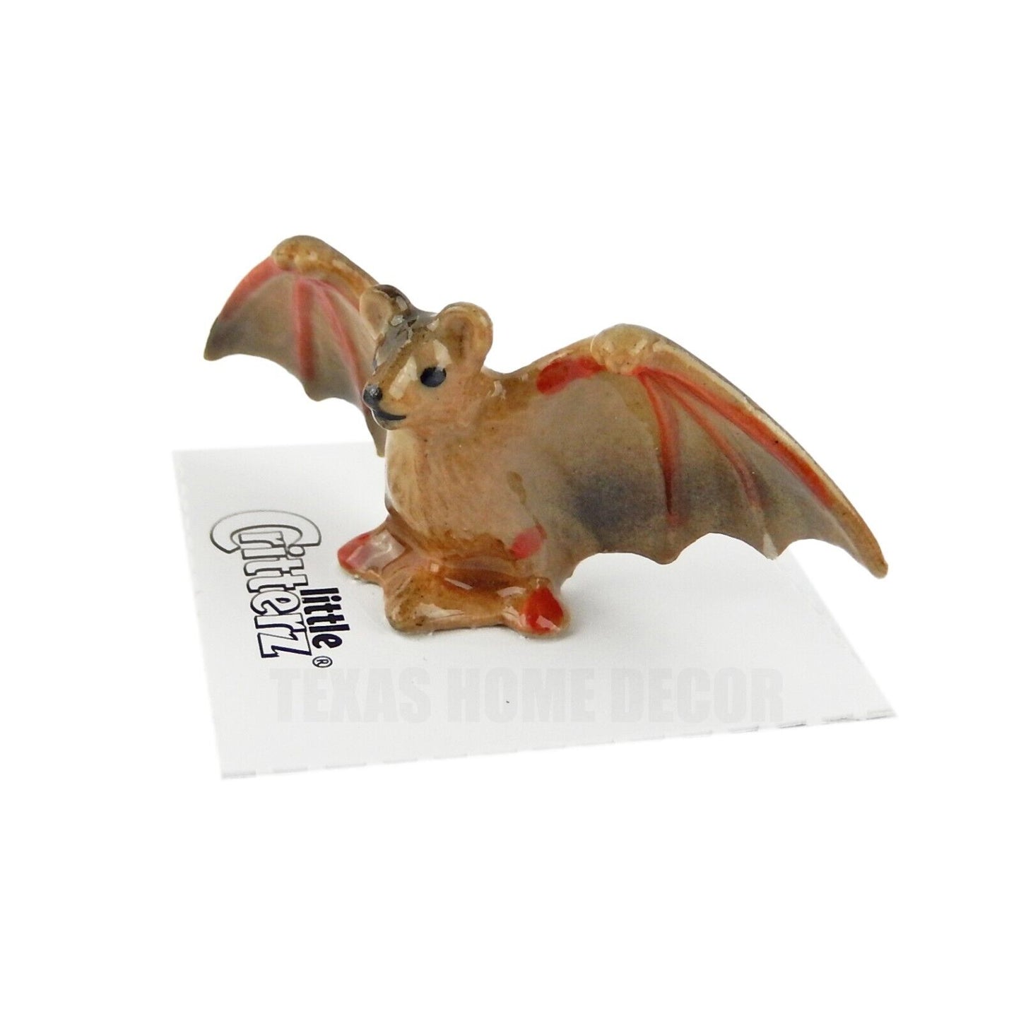 Little Critterz Miniature Collectors Brown Bat "Pulse" Animal Porcelain Figurine