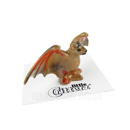 Little Critterz Miniature Collectors Brown Bat "Pulse" Animal Porcelain Figurine