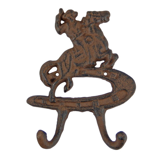 Cast Iron Rearing Horse Horseshoe Double Wall Hook Rustic Coat Towel Key Hanger