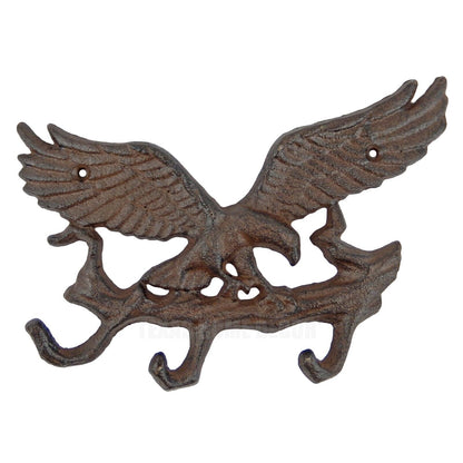 American Eagle Wall Hook Cast Iron Key Towel Coat Hanger Rack Antique Brown Look