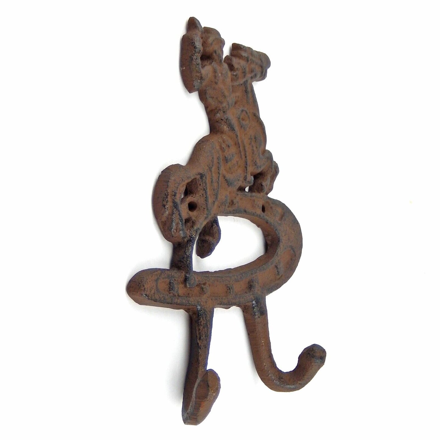 Cast Iron Rearing Horse Horseshoe Double Wall Hook Rustic Coat Towel Key Hanger