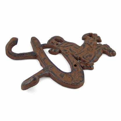 Cast Iron Rearing Horse Horseshoe Double Wall Hook Rustic Coat Towel Key Hanger