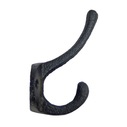 Cast Iron Double Wall Hook Key Towel Coat Hanger Matte Black (Pack of 4)