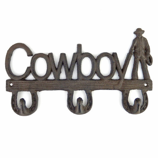 Cast Iron Cowboy Wall Hook Key Holder Towel Coat Rack Hanger Rustic Finish