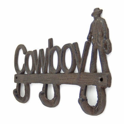 Cast Iron Cowboy Wall Hook Key Holder Towel Coat Rack Hanger Rustic Finish