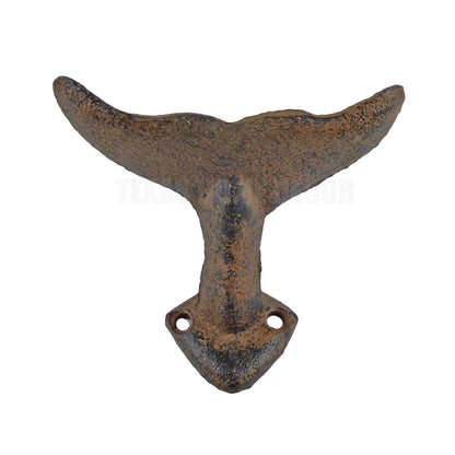 Whale Tail Wall Hook Rustic Cast Iron Coat Towel Purse Hanger Nautical Decor